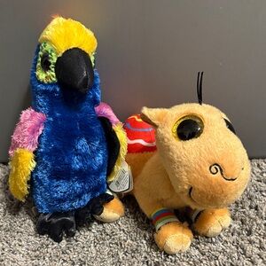 Colorful Plush Parrot Toy for Small Pets - Blue & Yellow